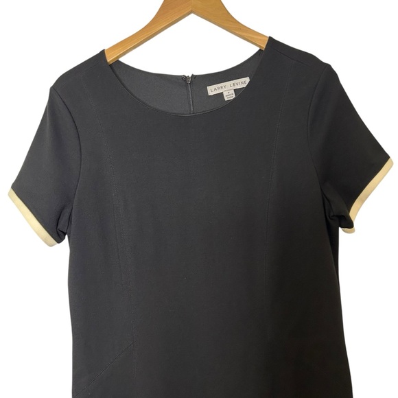 Larry Levine Black Knee Length Sheath Dress Size 8 Short Sleeves - Picture 2 of 10